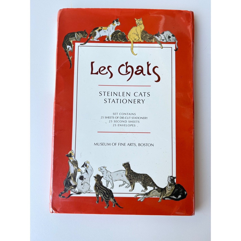 Museum of Fine Arts Boston Steinlen Cats Stationery Set Die-Cut Art Envelopes